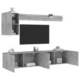 Muebles de TV de pared 5 pzas madera ingeniería gris hormigón von , TV-Möbel - Ref: Foro24-3216499, Preis: 151,44 €, Rabatt: %