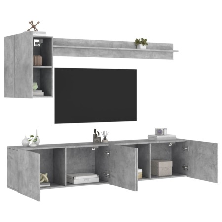 Muebles de TV de pared 5 pzas madera ingeniería gris hormigón von , TV-Möbel - Ref: Foro24-3216499, Preis: 151,44 €, Rabatt: %