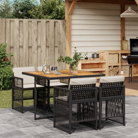 Set de muebles jardín 5 pzas con cojines ratán sintético negro by , Garden sets - Ref: Foro24-3210903, Price: 281,63 €, Disco...