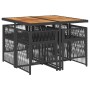 Set de muebles jardín 5 pzas con cojines ratán sintético negro
