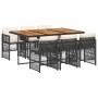 Set de comedor de jardín 7 pzas y cojines ratán sintético negro by , Garden sets - Ref: Foro24-3210915, Price: 420,91 €, Disc...