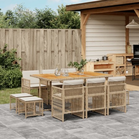 Set comedor de jardín 11 pzas con cojines ratán sintético beige by , Garden sets - Ref: Foro24-3210976, Price: 537,80 €, Disc...