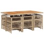 Set comedor de jardín 11 pzas con cojines ratán sintético beige by , Garden sets - Ref: Foro24-3210976, Price: 537,80 €, Disc...