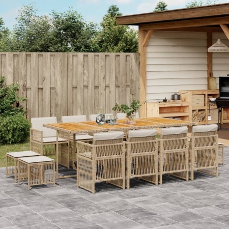 Set comedor de jardín con cojines 13 pzas ratán sintético beige von , Gartensets - Ref: Foro24-3210988, Preis: 740,48 €, Raba...