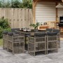 Set comedor jardín 9 pzas y cojines ratán sintético gris | Foro24.es | Tu tienda online para hogar, jardín y más Foro24.es