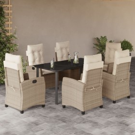 Set comedor de jardín 7 pzas con cojines ratán