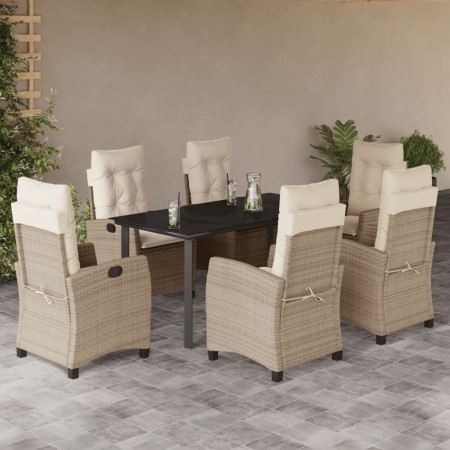 Set comedor de jardín 7 pzas con cojines ratán sintético beige | Foro24.es | Tu tienda online para hogar, jardín y más Foro24.es