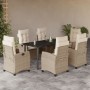 Set comedor de jardín 7 pzas con cojines ratán sintético beige | Foro24.es | Tu tienda online para hogar, jardín y más Foro24.es