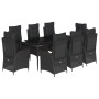 Set de comedor de jardín 9 pzas y cojines ratán sintético negro