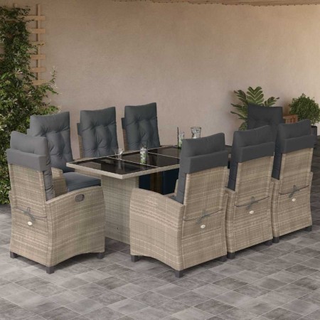 Set comedor de jardín 9 pzas cojines ratán sintético gris claro by , Garden sets - Ref: Foro24-3212931, Price: 1,00 €, Discou...