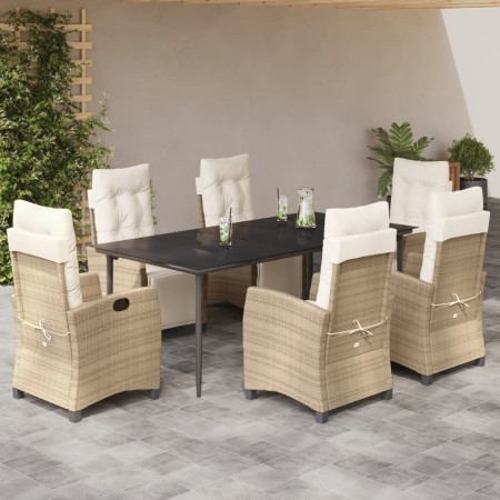 Set comedor de jardín 7 pzas con cojines ratán sintético beige von , Gartensets - Ref: Foro24-3213007, Preis: 1,00 €, Rabatt: %