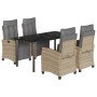 Set comedor de jardín 5 pzas con cojines ratán sintético beige de , Conjuntos de jardín - Ref: Foro24-3213026, Precio: 707,58...