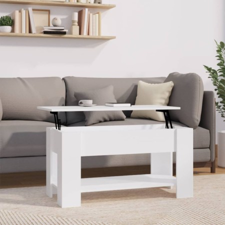 Mesa de centro madera contrachapada blanco 101x49x52 cm