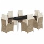 Set comedor de jardín 7 pzas con cojines ratán sintético beige by , Garden sets - Ref: Foro24-3213439, Price: 1,00 €, Discoun...