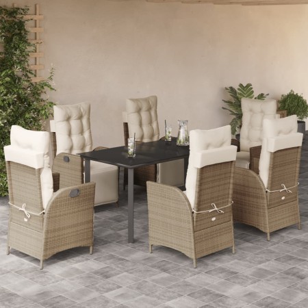 Set comedor de jardín 7 pzas con cojines ratán sintético beige by , Garden sets - Ref: Foro24-3213445, Price: 898,78 €, Disco...
