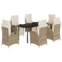 Set comedor de jardín 7 pzas con cojines ratán sintético beige by , Garden sets - Ref: Foro24-3213445, Price: 898,78 €, Disco...