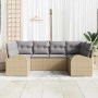 Conjunto de sofá de jardín 6 pcs Beige Poliratán