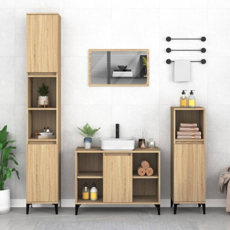 Armario de lavabo madera contrachapada roble Sonoma 80x33x60 cm de , Tocadores de baño - Ref: Foro24-821295, Precio: 76,12 €,...