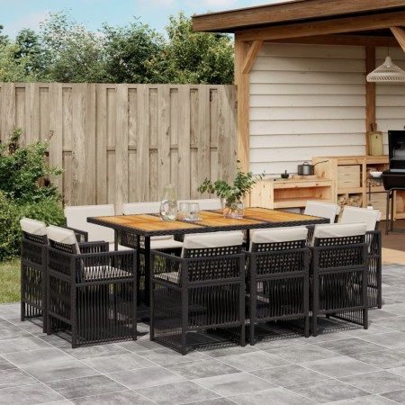 Set de comedor jardín 11 pzas con cojines ratán sintético negro von , Gartensets - Ref: Foro24-3211035, Preis: 682,74 €, Raba...
