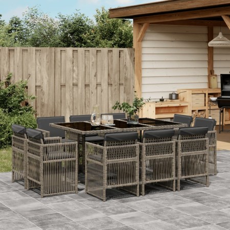 Set de comedor de jardín 11 pzas y cojines ratán sintético gris | Foro24.es | Tu tienda online para hogar, jardín y más Foro24.es
