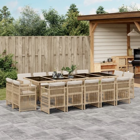 Set comedor de jardín con cojines 15 pzas ratán sintético beige von , Gartensets - Ref: Foro24-3211054, Preis: 1,00 €, Rabatt...