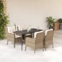 Set comedor de jardín 5 pzas con cojines ratán sintético beige