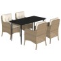 Set comedor de jardín 5 pzas con cojines ratán sintético beige von , Gartensets - Ref: Foro24-3211964, Preis: 565,30 €, Rabat...
