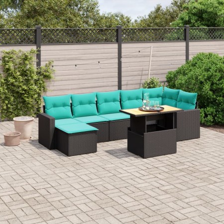 Set de sofás de jardín 8 piezas y cojines ratán sintético negro by , Garden sets - Ref: Foro24-3271421, Price: 619,70 €, Disc...
