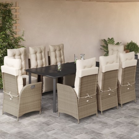 Set comedor de jardín 9 pzas con cojines ratán sintético beige by , Garden sets - Ref: Foro24-3213447, Price: 1,00 €, Discoun...