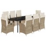 Set comedor de jardín 9 pzas con cojines ratán sintético beige by , Garden sets - Ref: Foro24-3213447, Price: 1,00 €, Discoun...