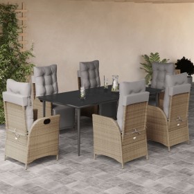 Set comedor de jardín 7 pzas con cojines ratán sintético beige by , Garden sets - Ref: Foro24-3213453, Price: 1,00 €, Discoun...