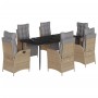 Set comedor de jardín 7 pzas con cojines ratán sintético beige by , Garden sets - Ref: Foro24-3213453, Price: 1,00 €, Discoun...