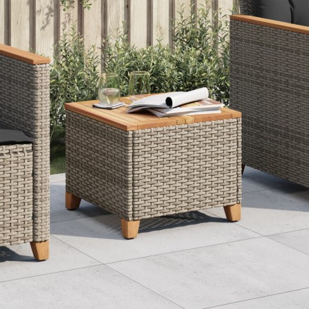 Mesa de jardín ratán sintético madera acacia gris 45x45x37 cm by , Garden tables - Ref: Foro24-366326, Price: 70,02 €, Discou...