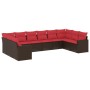 Set de sofás de jardín 10 pzas y cojines ratán sintético marrón von , Gartensets - Ref: Foro24-3219464, Preis: 700,76 €, Raba...