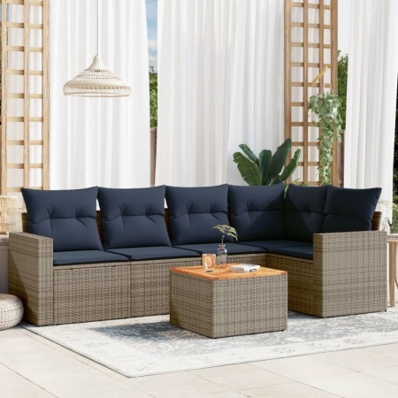 Set de sofás de jardín 6 pzas con cojines ratán sintético gris by , Garden sets - Ref: Foro24-3256446, Price: 441,96 €, Disco...