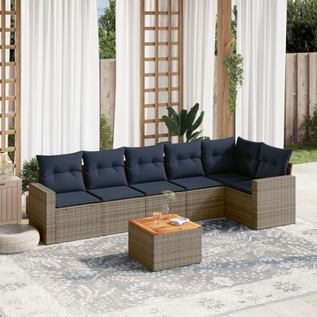 Set de sofás de jardín 7 pzas con cojines ratán sintético gris by , Garden sets - Ref: Foro24-3256467, Price: 509,06 €, Disco...