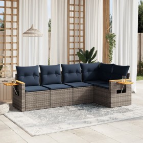 Set de sofás de jardín 5 pzas con cojines ratán
