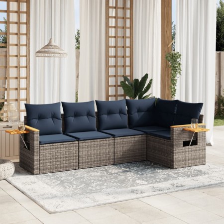 Set de sofás de jardín 5 pzas con cojines ratán sintético gris | Foro24.es | Tu tienda online para hogar, jardín y más Foro24.es