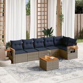 Set de sofás de jardín 7 pzas con cojines ratán