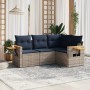 Set de sofás de jardín 4 pzas con cojines ratán sintético gris by , Garden sets - Ref: Foro24-3226775, Price: 338,72 €, Disco...