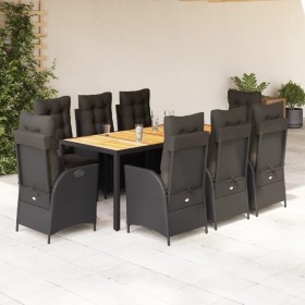 Set de comedor de jardín 9 pzas y cojines ratán sintético negro by , Garden sets - Ref: Foro24-3213343, Price: 1,00 €, Discou...