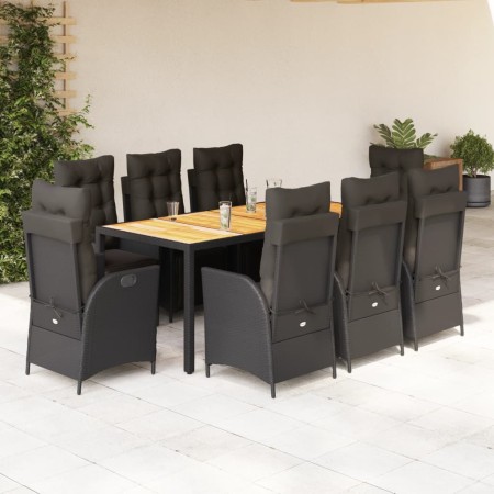 Set de comedor de jardín 9 pzas y cojines ratán sintético negro by , Garden sets - Ref: Foro24-3213343, Price: 1,00 €, Discou...