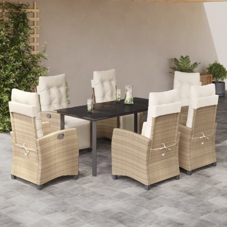 Set comedor de jardín 7 pzas con cojines ratán sintético beige de , Conjuntos de jardín - Ref: Foro24-3213013, Precio: 873,96...