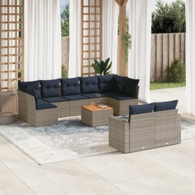 Set de sofás de jardín 10 pzas con cojines ratán sintético gris von , Gartensets - Ref: Foro24-3256607, Preis: 736,54 €, Raba...