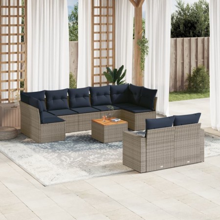 Set de sofás de jardín 10 pzas con cojines ratán sintético gris von , Gartensets - Ref: Foro24-3256607, Preis: 736,54 €, Raba...