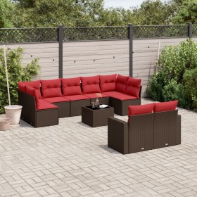 Set de sofás de jardín 10 pzas y cojines ratán sintético marrón by , Garden sets - Ref: Foro24-3219424, Price: 696,05 €, Disc...