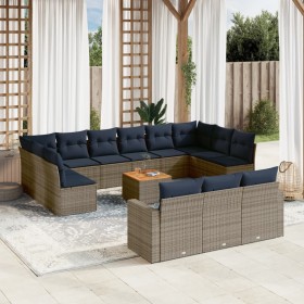 Set de sofás de jardín y cojines 14 pzas ratán sintético gris von , Gartensets - Ref: Foro24-3256698, Preis: 1,00 €, Rabatt: %