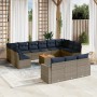 Set de sofás de jardín y cojines 14 pzas ratán sintético gris by , Garden sets - Ref: Foro24-3256698, Price: 1,00 €, Discount: %