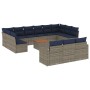 Set de sofás de jardín y cojines 14 pzas ratán sintético gris by , Garden sets - Ref: Foro24-3256698, Price: 1,00 €, Discount: %