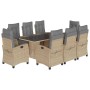 Set comedor de jardín 9 pzas con cojines ratán sintético beige by , Garden sets - Ref: Foro24-3212696, Price: 1,00 €, Discoun...